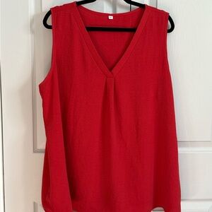Chic V-Neck Red Tank Top
